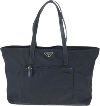 Prada Pre-owned Tote Bags, female, Black, Size: ONE SIZE Pre-owned Tessuto Nylon/Leather 2way Bag