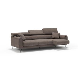 Divani.Store Sof&aacute; 3 plazas extensibles en tejido impermeable 244 cm marr&oacute;n