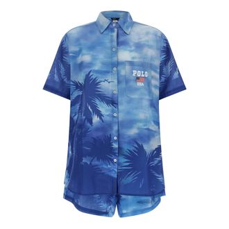Polo Ralph Lauren All-over Palme Print Cotton Suit - female - Polo Ralph Lauren - Shirts - Blue - S - Blouses & Shirts