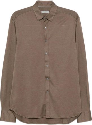 Canali Overhemd van katoenblend - Bruin