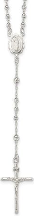 Diamond2Deal Sterling Silver Polished Rosary Necklace 16
