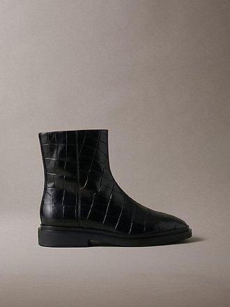 Calvin Klein Botines De Piel Con Efecto Cocodrilo