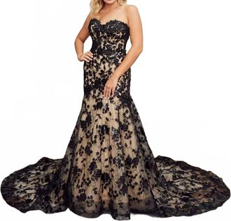 Casablanca Maren Wedding Gown In Nude/black