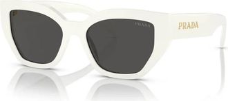 Prada Vlinderstijl Zonnebril in Wit Acetaat - Dames - Zonnebrillen - Wit - 53 MM - Accessoires