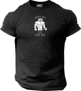 Generic Never Skip Leg Day T Shirt Gym Clothing Bodybuilding Training Workout Exercise Fitness Boxing MMA Top (UK, Alpha, XL, Regular, Regular, Black)