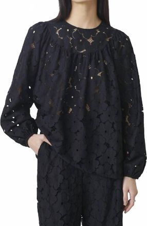 Suncoo Eyelet Lace Blouse In Black