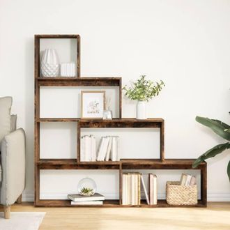 Berkfield Home Room Divider Bookcase 4-Tier Grey Sonoma 143.5x29x143.5 cm Wood in Brown