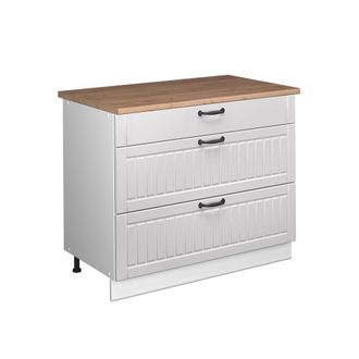 Vicco Mueble Bajo De Cocina Fame-line, Blanco Casa De Campo/blanco, 100 Cm, Et Roble, Vicco