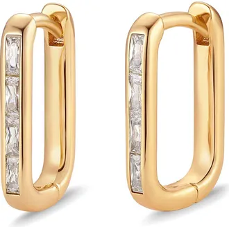 Brook & York Billie Birthstone Cubic Zirconia Hoop Earrings in Gold/apr at Nordstrom
