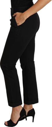 Dolce & Gabbana Womens Black Dress Cropped Straight Pants Cotton