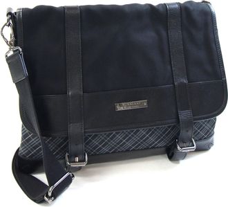 Burberry Black Label Black Gray Nylon Canvas Shoulder Bag (Pre-Owned)