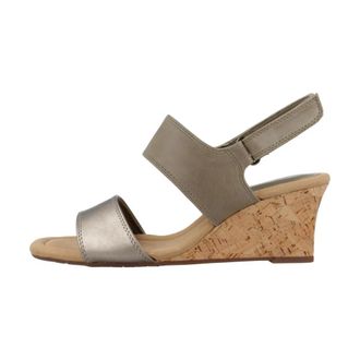 Clarks Metallic Sleehak Sandalen voor Comfort en Stijl - Dames - Sleehakken - Groen - 39 1/2 EU - Schoenen