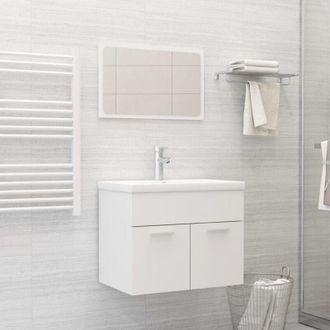 vidaXL Set Mobili da Bagno Bianco in Truciolato - Vidaxl