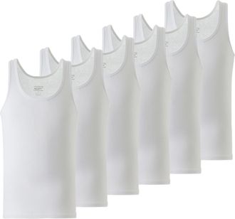 Mody Mens Round Neck Ribbed Slevelees Undershirt 6 Pack, White, Large