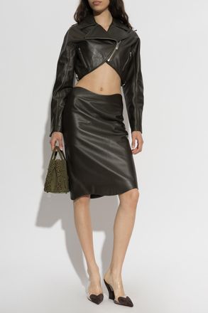 Alaia Leather Jacket, Womens, Green