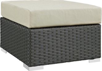 ModWay Sojourn Outdoor Patio Wicker Rattan Sunbrella Ottoman