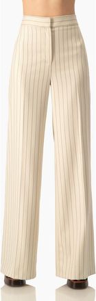 Ivonne Pinstripe Wide-Leg, High-Waist Tailored Pants in Beige at Nordstrom, Size 10