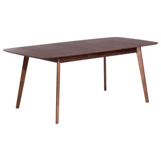 Beliani Mesa De Comedor Y Cocina Extensible Chapada En Nogal Oscuro 150/190 X 90 Cm Madox