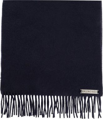 Balenciaga Winter Scarves, female, Blue, Size: ONE SIZE Cashmere scarf with logo