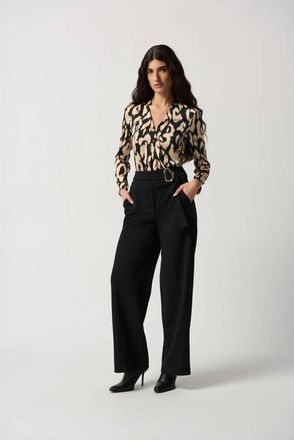 Joseph Ribkoff Belted Wide Leg Pant In Black