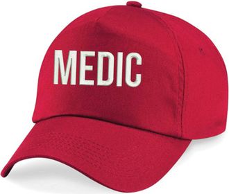 Generic Embroidered Medic Orignal 5-Panel Baseball Cap, Emergency Lifesaver Rescue Uniform Workwear Unisex Hat (Red)