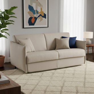 Dmora Sof&aacute; Cama 3 Plazas Petronilla, Sof&aacute; Convertible Para Sal&oacute;n, Acolchado, Desenfundable, Calidad 100% Made In Italy, 200x95 H90 Cm, Beige - Dmora