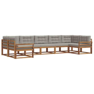 vidaXL Conjunto De Sof&aacute;s De Exterior 7 Pcs Gris Natural Y Claro Vidaxl