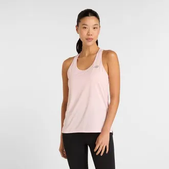 New Balance Womens Sport Essential Tank in Pink Poly Knit, size X-Large