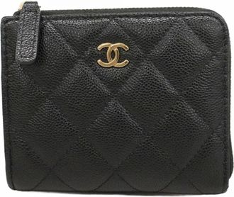 Chanel Black Grained Calfskin Wallet (Bi-Fold) (Pre-Owned)