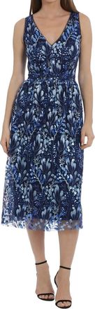Maggy London Agnes Embroidered Sequin Fit & Flare Dress In Blue Multi