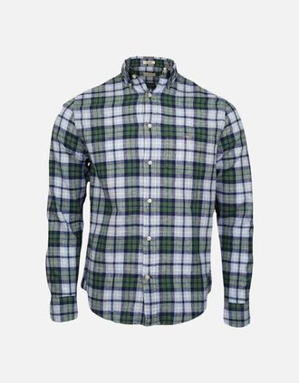 GANT Mens GANT Regular Fit Cotton Linen Check Shirt, Woody Green - Size: 42/Regular