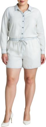 Standards & Practices Long Sleeve Romper in White Crush at Nordstrom, Size 1X