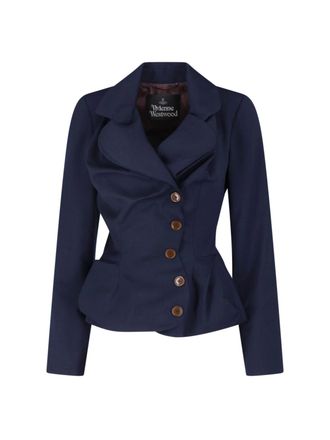Vivienne Westwood Navy Drunken Tailored Virgin Wool Suit Jacket