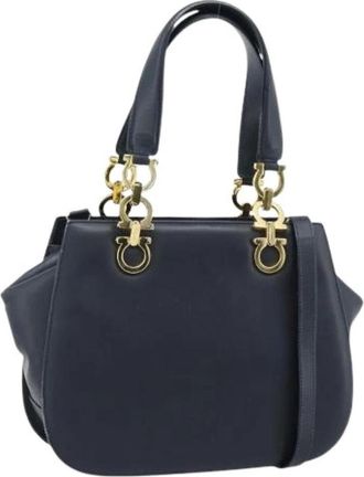 Ferragamo Pre-owned Hand Bag - Dames - Vintage Handtas - Blauw - ONE Size - Leer - Vintage