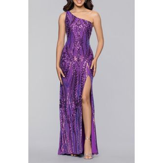 Blondie Nites Sequin Tie-Back Gown in Purple Multi at Nordstrom, Size 7