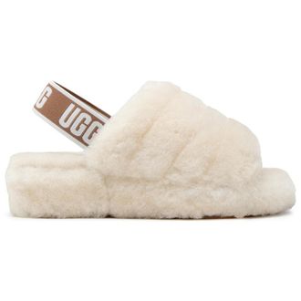 UGG Fluff Yeah Slide Fur Womens Slip On Sandals - Natural - Size:UK 7