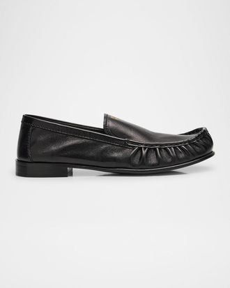 Miu Miu Ruched Leather Mocassin Loafers