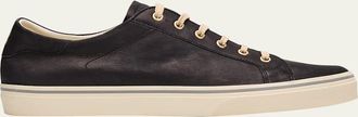 Brunello Cucinelli Mens Leather Foiled Logo Low-Top Sneakers