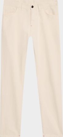 Isaia Mens Ecru Denim Five-Pocket Pants