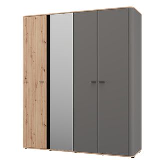 Dmora Armario Grande Truth, Ropero Habitaci&oacute;n, Colgador, 2 Estantes, 4 Espacios, 180x211h Cm Roble Nudos Marr&oacute;n
