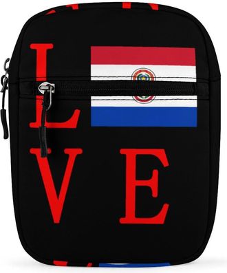 Generic Love Paraguay Flag Trendy Crossbody Bag for Men Women Small Satchel Men Sling Adjustable Shoulder Strap Messenger