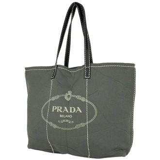 Prada Khaki Fabric Tote Bag (Pre-Owned)
