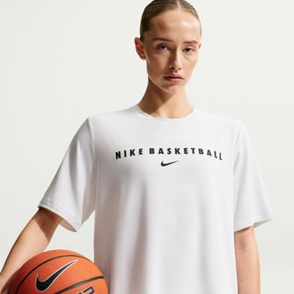 Nike Womens Dri-FIT Short-Sleeve Warm-Up Basketball Top in White | IO1361-100