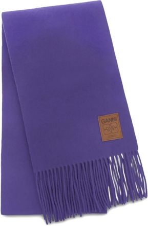Ganni fringed scarf - women - Fabric - One Size - Purple