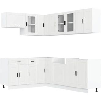 vidaXL Vidaxl - Mueble De Cocina Porto Blanco 11 Piezas Madera Contrachapada