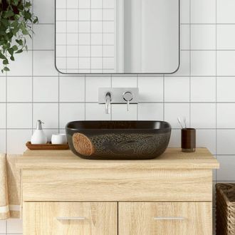 Berkfield Home Countertop Basin Black Rectangular 48x37.5x13.5 cm Ceramic