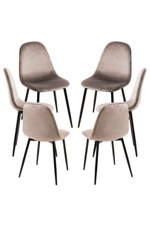 Regalos Miguel Packs Sillas Comedor - Pack 6 Sillas Teok Black Terciopelo - Gris Claro
