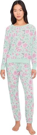 Honeydew Intimates Star Seeker Long Set Womens Pajama Sets Soft Mint Floral : MD, Elastane/Polyester/Rayon