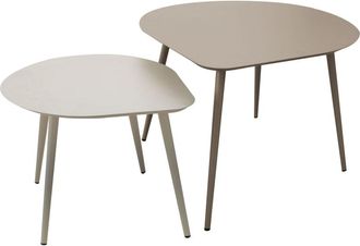 Oviala Juego de 2 mesas de centro de metal en tonos marfil y gris topo
