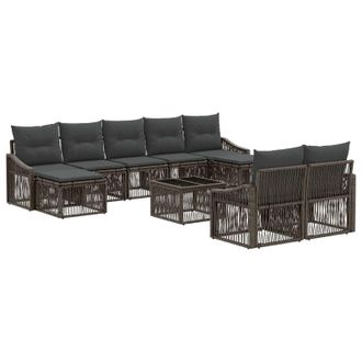 vidaXL Conjunto De Sof&aacute;s De Jard&iacute;n 10 Pcs Gris Rat&aacute;n Sint&eacute;tico Vidaxl